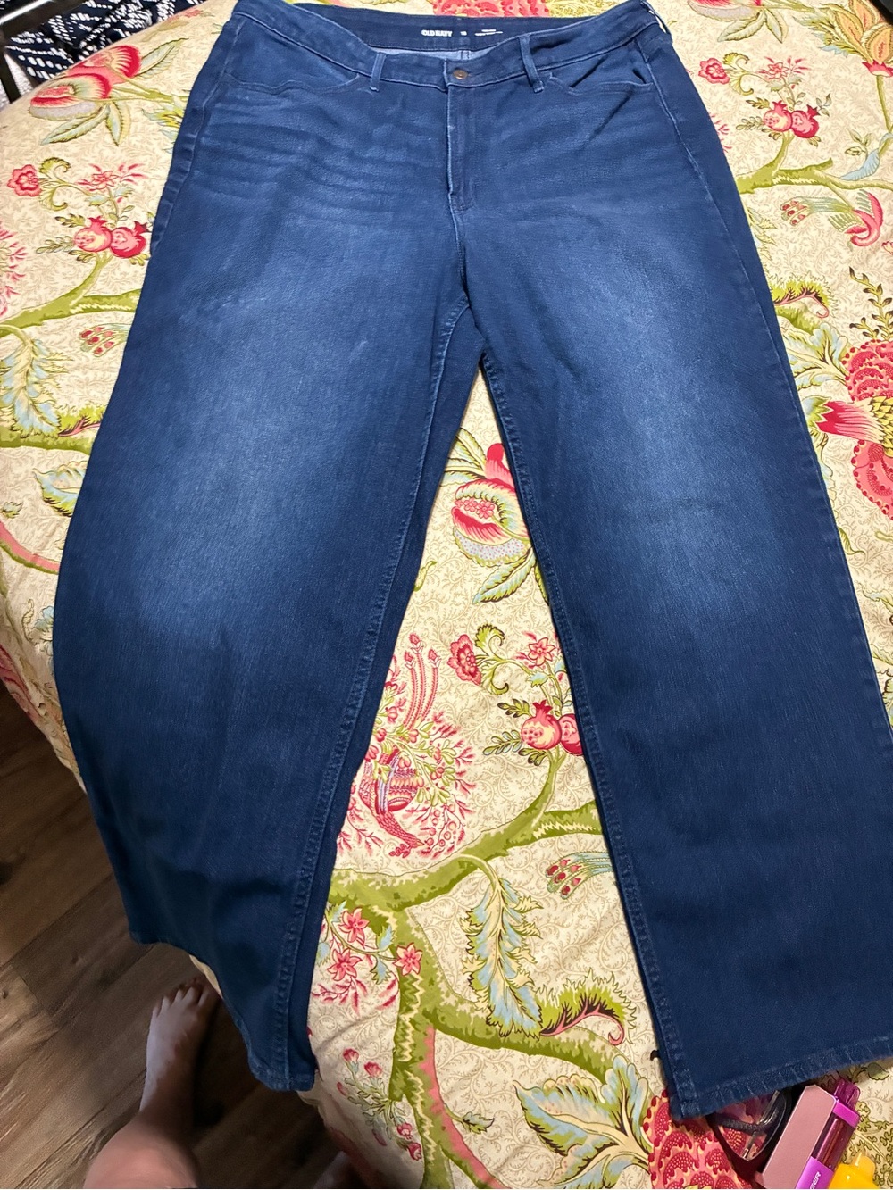 Old Navy Women's Wide Leg Jeans in Dark Blue